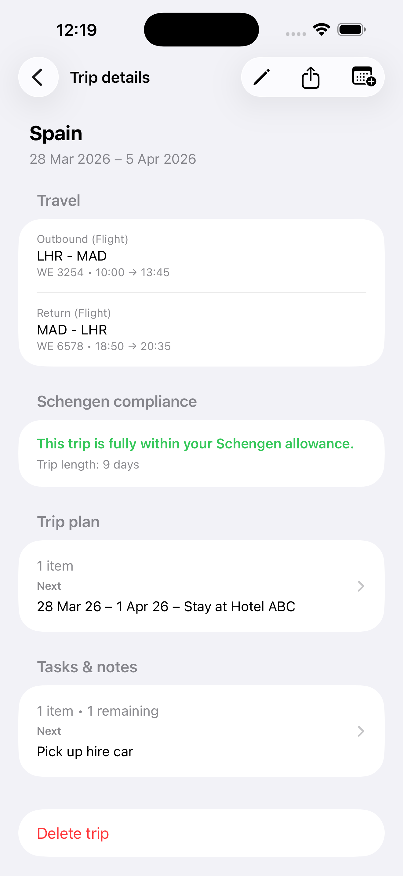 Trip planning
